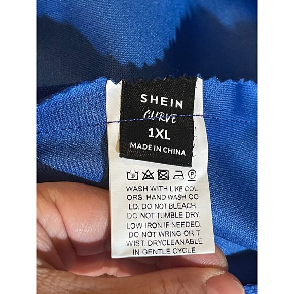 Shein Curve Royal Blue Jacket Open Front Blazer W Zip Simulate Pockets Size 1X - Picture 6 of 12